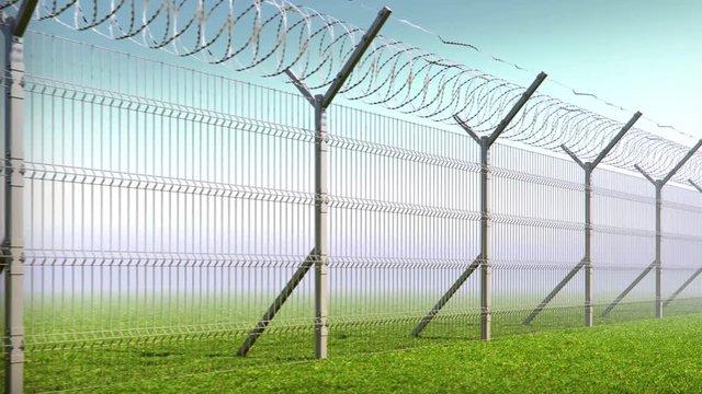 boundary fence, barbed wire, animation looped