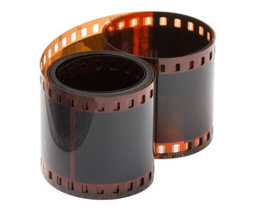 Camera negative film isolated on white.