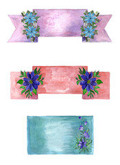Beautiful watercolor banner with flowers