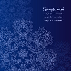 Vector greeting card with nice flourish ornament on the dark blu