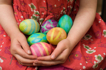 Fototapeta na wymiar Colorful Easter egg portrait