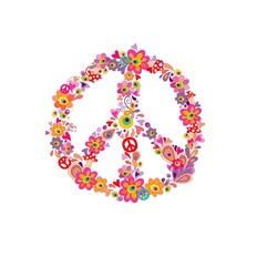 Hippie print with peace flower symbol