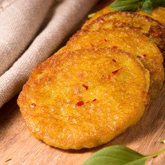 Potato pancakes with pumpkin puree