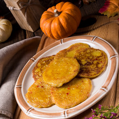 Potato pancakes with pumpkin puree