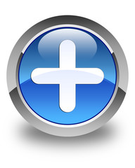 Obraz premium Plus icon glossy blue round button