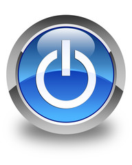 Power icon glossy blue round button