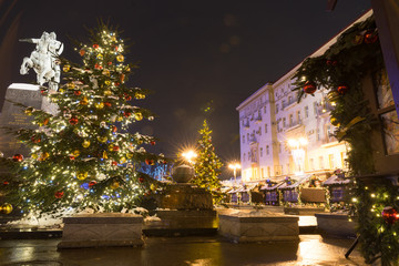 Tverskaya Square during the new year Holidays. Christmas fair.
