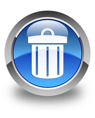 Recycle bin icon glossy blue round button