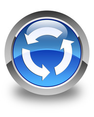 Refresh icon glossy blue round button