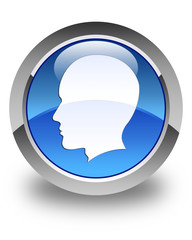 Head (male face) icon glossy blue round button