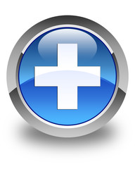Obraz premium Plus icon glossy blue round button 2
