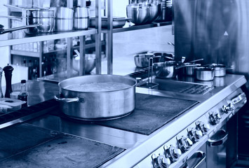 Professional kitchen interior, toned