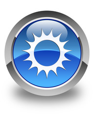 Sun icon glossy blue round button