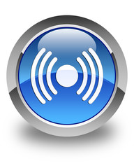 Network signal icon glossy blue round button