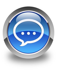 Talk icon glossy blue round button 2