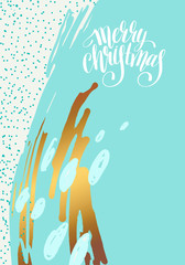 merry christmas hand written calligraphy with snowflakes greetin