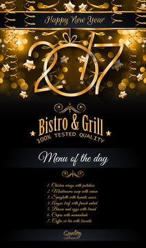2017 Happy New Year Restaurant Menu Template for your Seasonal Flyers