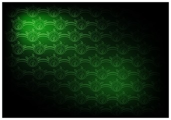 Green Thai Vintage Wallpaper Background with Wave Pattern
