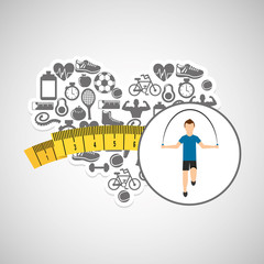 heart weight loss sport male jumping rope vector illustration eps 10