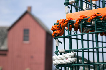 Lobster traps or pots in Rockport Harbor, Massachusetts