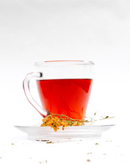 St. John's wort tea on white background