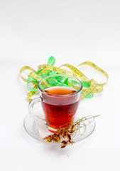 St. John's wort tea on white background