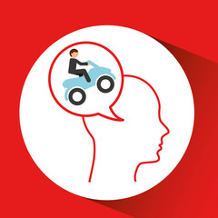 head silhouette atv rider extreme sport vector illustration eps 10