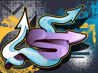 Snake like Arrows Graffiti background. Urban Grunge Graffiti background.