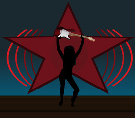 Rock girl with guitar