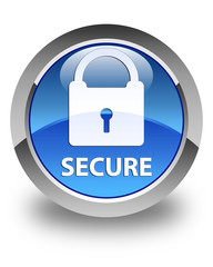 Secure (padlock icon) glossy blue round button