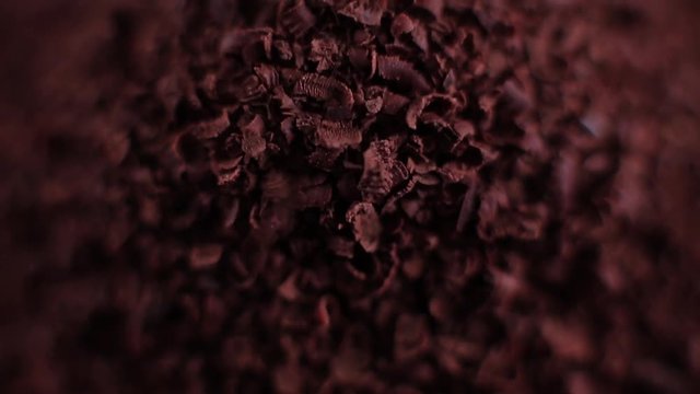 a grated chocolate close up.