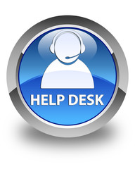 Help desk (customer care icon) glossy blue round button