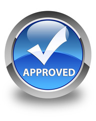 Approved (validate icon) glossy blue round button