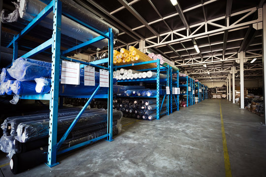 Textile warehouse storing materials