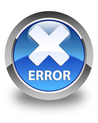 Error (cancel icon) glossy blue round button
