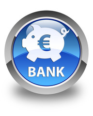 Bank (piggy box euro sign) glossy blue round button