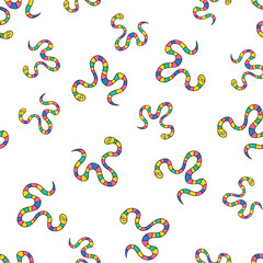 Cute seamless pattern made of colorful doodles of cartoon sea sn