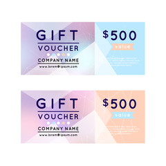 Vector illustration, Gift voucher template with clean and modern flat pattern.