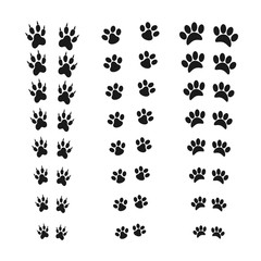 Fototapeta na wymiar Footprints of animal paw. Web line icon. Abstract vector. For web and mobile applications, illustration design, creative business infographic, brochure, banner, presentation, concept poster, cover.