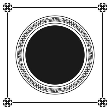 Greek style ornamental decorative frame pattern isolated. Greek Ornament. Vector antique frame pack. Decoration element patterns in black and white colors. Ethnic collections. Vector illustrations.
