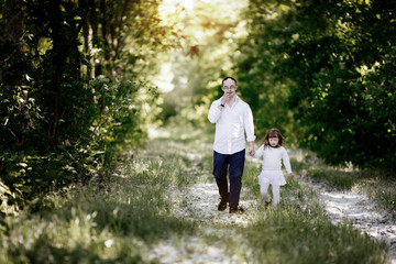 Fototapeta premium People with down sydrome walking in forest