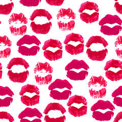 Cute seamless pattern made of pretty pink kisses.