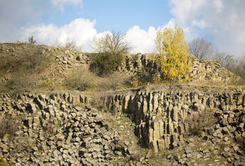 Geologic basalt rock formation 