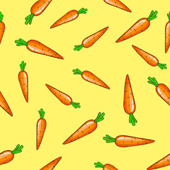 Seamless background of carrots of different sizes. Vector illustration.Pattern.
