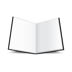 Open Book, Diary, Notebook With Black Cover, Vector Mockup
