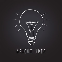 Light Bulb Vector Icon On Dark Background. Bright Idea Concept