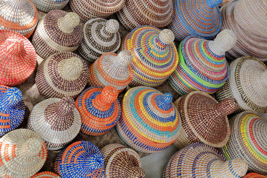 Basketry-hampers in a roadside stall beside National Road 2-Senegal. 3095