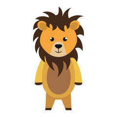 cute little lion animal character vector illustration design