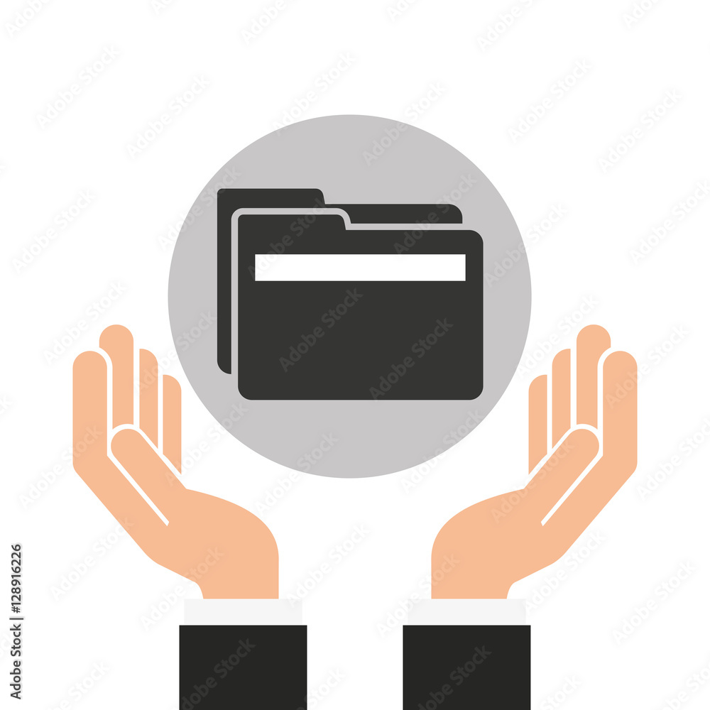 Poster hands businessman data folder file vector illustration eps 10