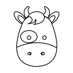 cute little cow animal character vector illustration design